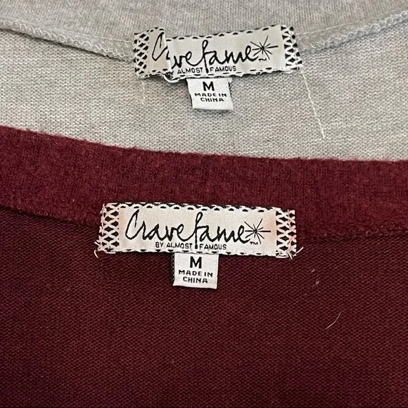 ALMOST FAMOUS 2 SWEATERS |set of 2 v-neck open arm fancy shoulder tie CR… - Picture 15 of 16